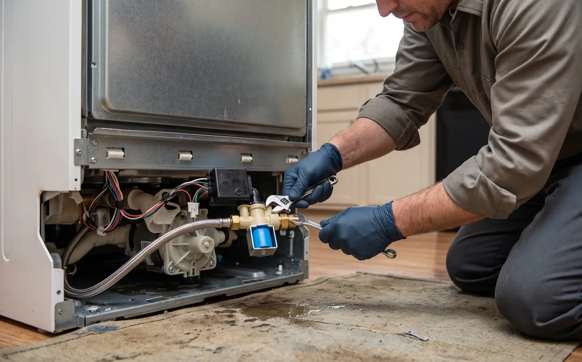Replacing Electric Water Inlet Valve With AquaStop on Dishwasher in Sharjah